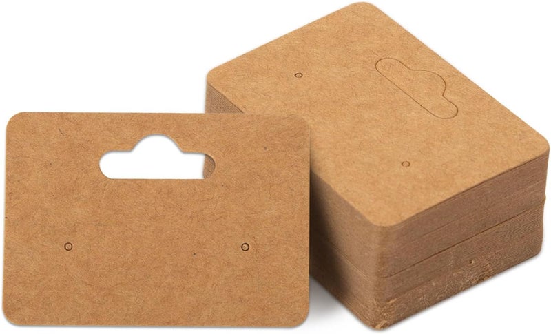 fuceury 300Pcs Earring Cards, 2x1.4 Inch Earring Display Holder Cards Kraft Paper Earrings Tags with 2 Holes, Hanging Jewelry Display Cards for Selling,Jewelry,DIY Crafts, Retail - Image 1